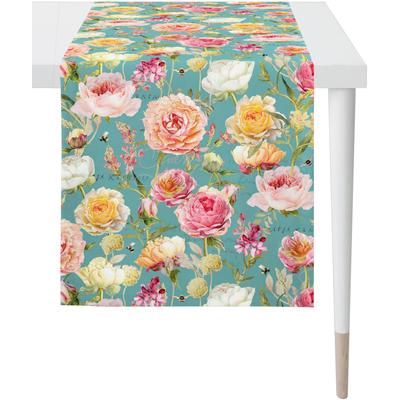 Tischläufer APELT "7701 SUMMERTIME, Sommerdeko, Sommer", bunt (petrol, rosa, bunt), B:48cm L:140cm, Baumwolle, Polyester, Tischdecken, Digitaldruck