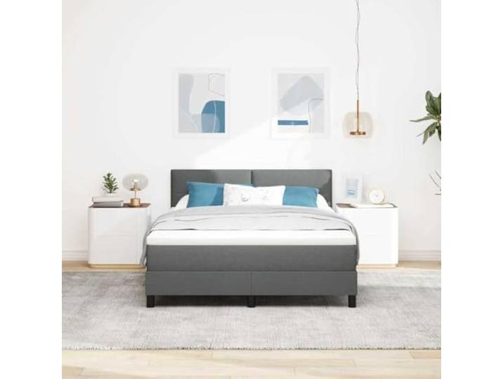 KTHLBRH Bett dunkelgrau 140 x 190 cm mit verstellbarem Kopfteil Taschenfederkernmatratze, Schaum, Unterstützung 280 kg, aus technischem Holz