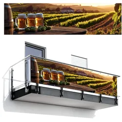 BALKON-SICHTSCHUTZ Bier - Hopfen - Landschaft Windschutz 300x85 cm
