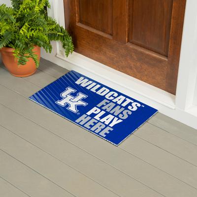 Evergreen "28 in. x 16 in. University of Kentucky ""Fans Play Here"" PVC Door Mat"