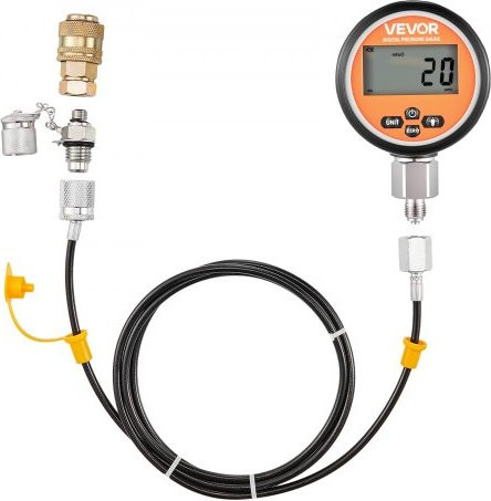 VEVOR digitale hydraulische druktestset met manometer en snelkoppeling, zwart, roestvrij staal
