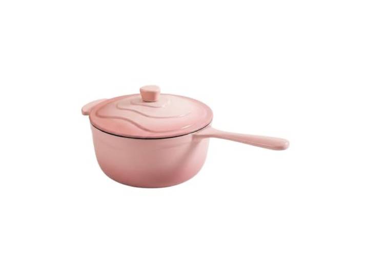 18 Cm Emaillierter Gusseisen-Milchtopf, 1,5 L Kleiner Topf Mit Einzelgriff For Milch, Suppe, Nudeln Und Haferbrei, Kompatibel Mit Induktions- Und Gasherden, Pink