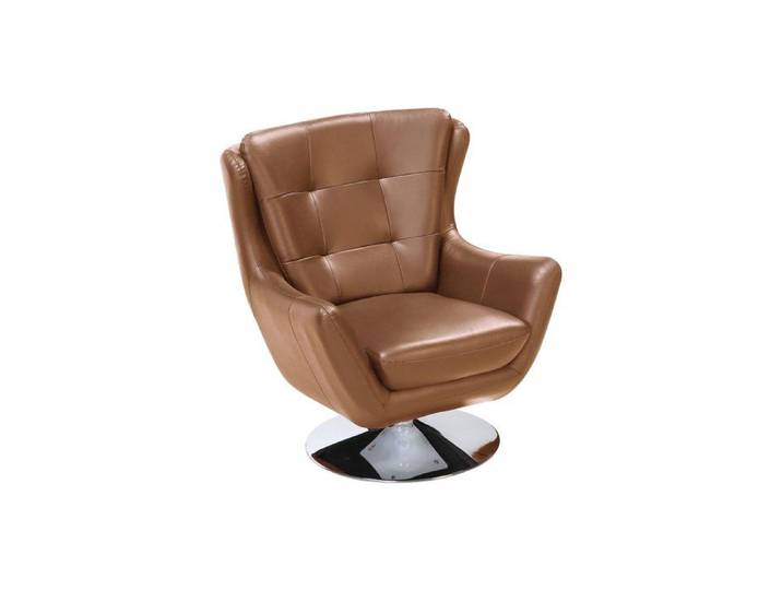 Fauteuil pivotant en cuir de buffle camel ANABA