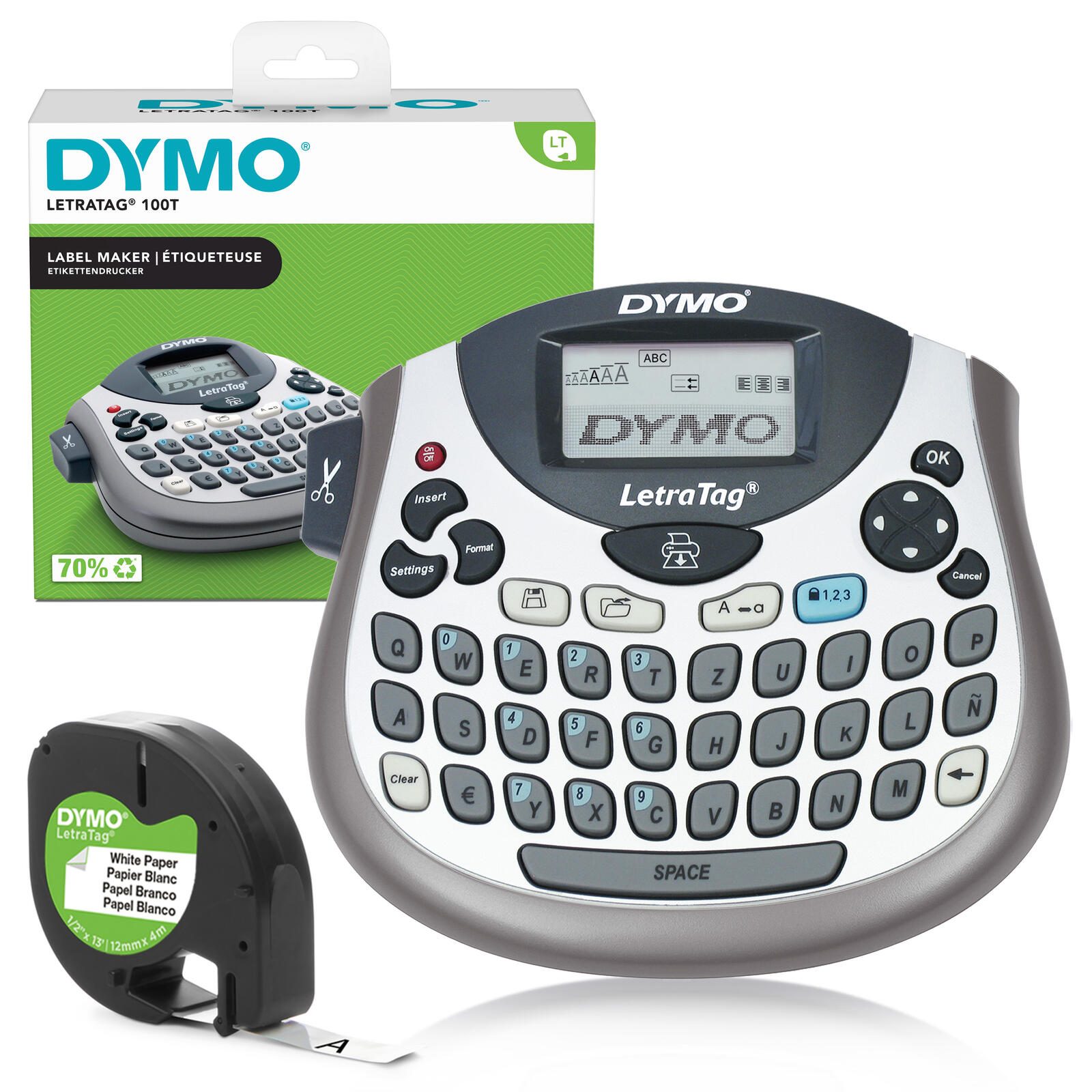 DYMO® LetraTag 100T Beschriftungsgerät, QWERTZ-Tastatur, Thermodirektdruck 2174591