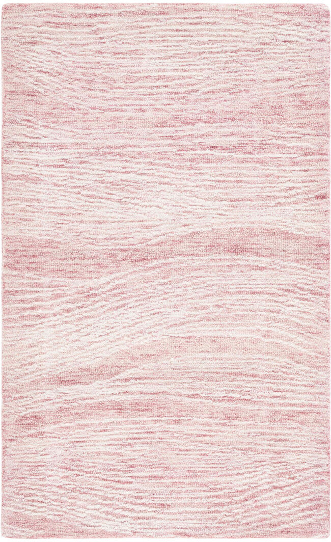 Ivy Bronx Abstract Wool Hand Tufted Area Rug Pink / Ivory Rectangle 91 x 152 cm