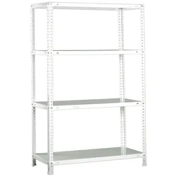SimonRack Metallregal mit Schrauben 1500x900x400 mm, 4 Böden, 100 kg Biegepunkt, Weiss - Comfort