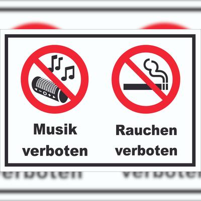 HB-Druck Schild Musik und Rauchen verboten A6 Rückseite selbstklebend