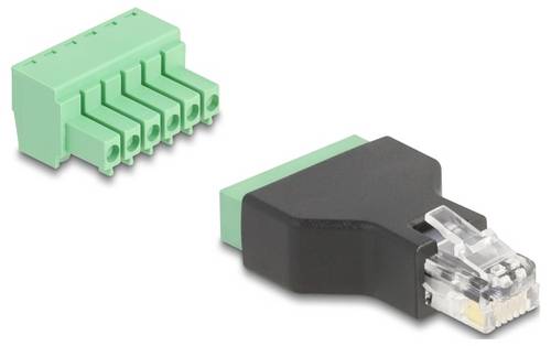 Delock Netzwerk Adapter [1x RJ12-Stecker - 1x Schraubklemmen] Schwarz-Grün