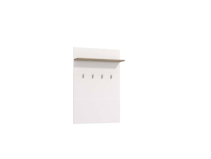Garderobenpaneel HOME AFFAIRE Beny, Wandregal Wandpaneel, Wandgarderobe praktisch & stillvoll , weiss (grau eiche, weiß hochglanz), B:76cm H:114cm T:19,5cm, Holzwerkstoff, Garderobenpaneele, Garderobenpaneel, Hochglanz, mit 4 Kleiderhaken und Ablage für Accessoires, Breite 76 cm