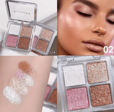 Inspire Essentials Four Color Face Highlighter Palette Natural Glow Shimmer Finish 2