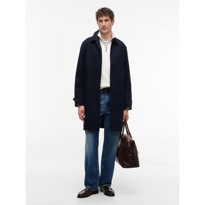 Kurzmantel TOMMY HILFIGER "UNLINED CARCOAT", Herren, Gr. L, blau (navy blau), Web, Obermaterial: 97% Baumwolle, 3% Elasthan, ca. Mitte Oberschenkel, Mäntel Kurzmantel