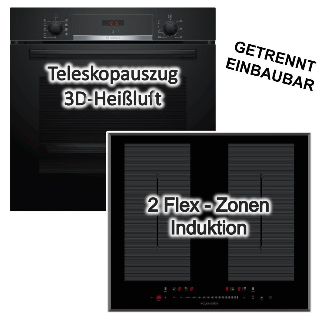 Herdset Bosch Backofen EcoClean + Wolkenstein Induktionskochfeld Booster autark 60 cm