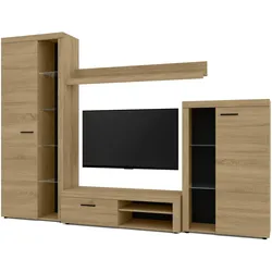 WOHNWAND Spacoro Geölte Eiche 270/190/41 cm Wohnwand Modern ohne LED