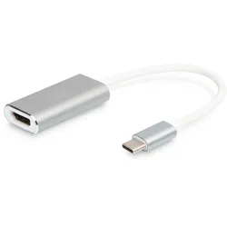 DIGITUS USB-C 3.2 Gen 1 auf HDMI Grafik Adapter 1x HDMI, 4K/60Hz, Aluminium Gehäuse, Silber/Weiss