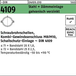 Schraubrohrschelle DIN 4109 32-35 M8/M10 Stahl+Dämmeinlage galv.verz. 100St.