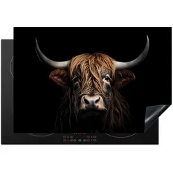 HERDABDECKPLATTE Schottischer Highlander - Porträt - Schwarz - Tier Induktionsmatte 77x51 cm