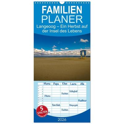 Familienplaner 2026 - Langeoog – Ein Herbst auf der Insel des Lebens mit 5 Spalten (Wandkalender, 21 x 45 cm) CALVENDO