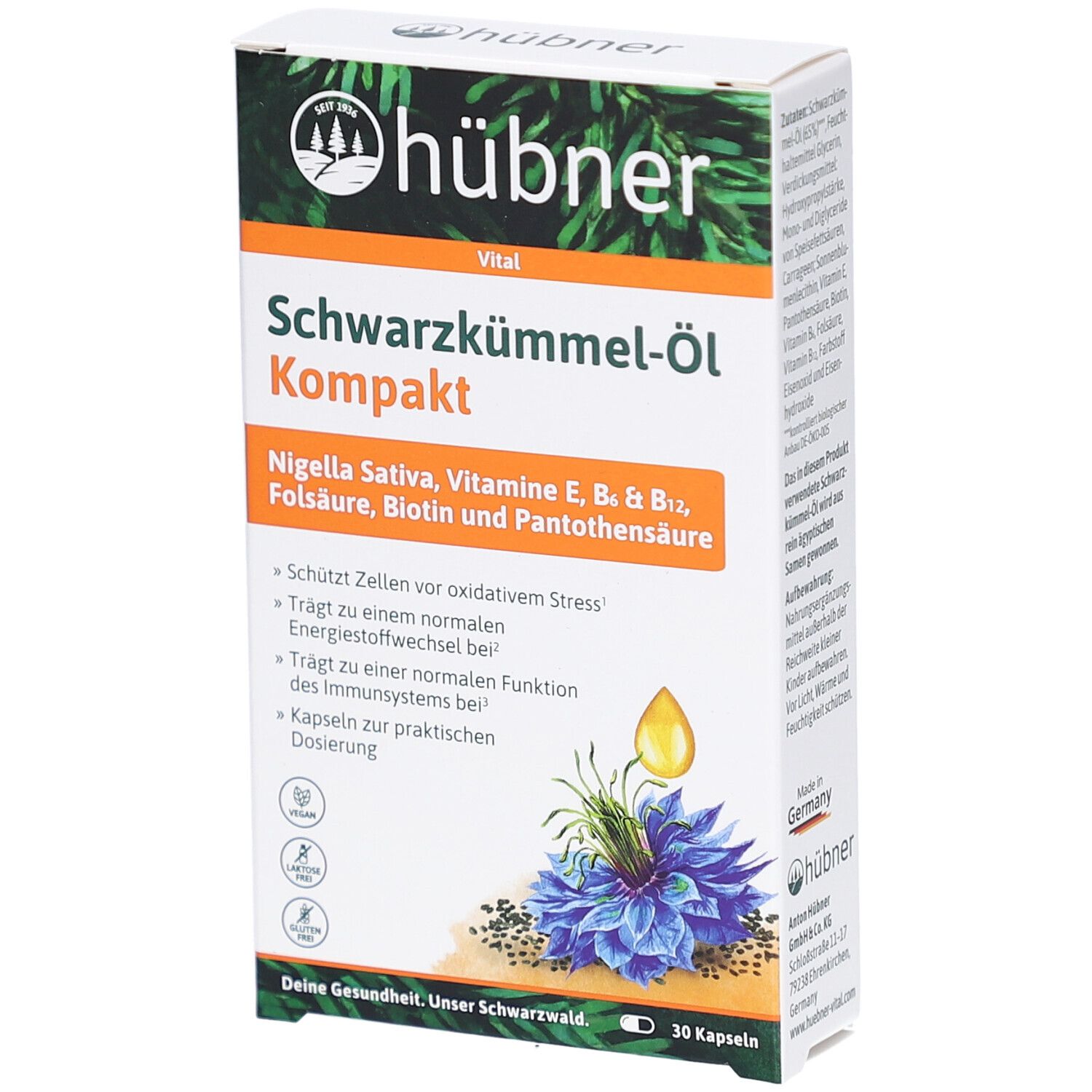 Hübner Schwarzkümmel-Öl Kompakt Kapseln 30 St