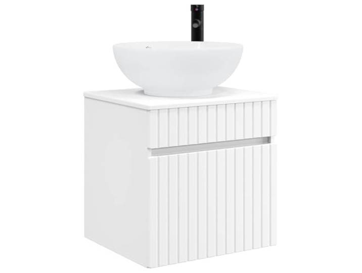 WEMYUFURN Wandmontierte Waschbecken-Vanität Weiß 49 x 44,5 x 66,5 cm Holzwerkstoff,Schubladensystem,Wandmontage,minimalistisches Design,Stauraum,für kleine Bäder