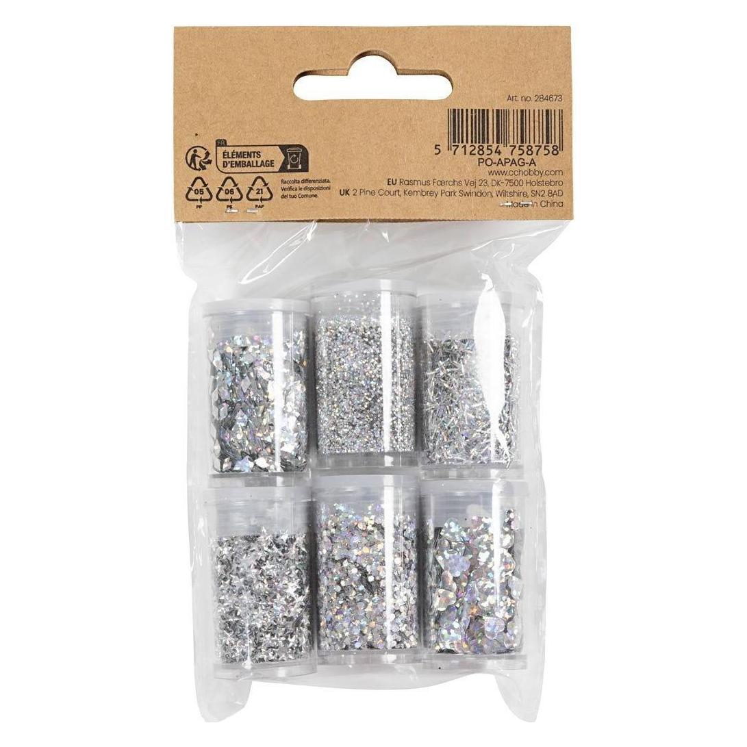 Creativ Company Glitzerset Silber, 6 x 5 g (284673)