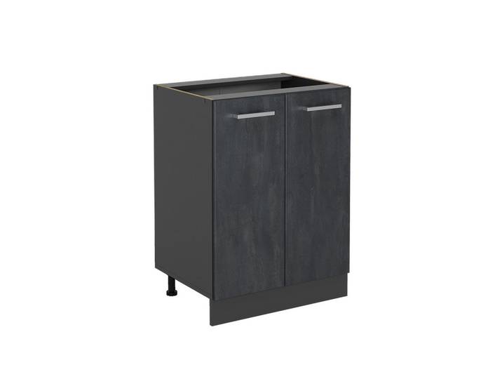 Vicco Küchenunterschrank R-Line Schwarz Beton 60 cm ohne Arbeitsplatte, Schwarz, Anthrazit, Holzwerkstoff, 1 Fächer, Rechteckig, 60x81.6x46 cm, Küchen, Küchenmöbel, Küchenschränke, Küchenunterschrank