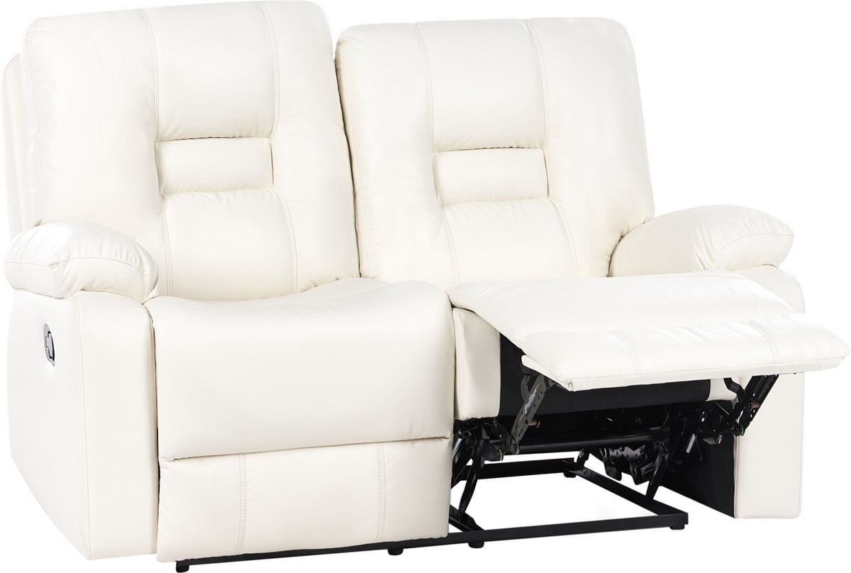 Bergen Moderne kunstlederen relaxfauteuil met handmatig verstelbare rugleuning - Wit