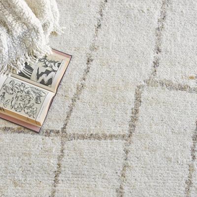 EXQUISITE RUGS Tahoe Hand-knotted Wool White/Beige Area Rug.
