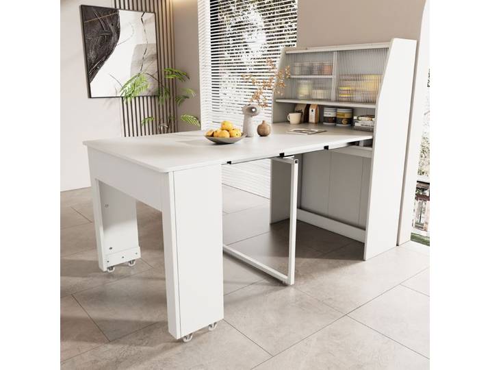 Nouvelle table à manger extensible épaissie design moderne L52 132.5 * b80 * h76cm table extensible jetable casier de salle