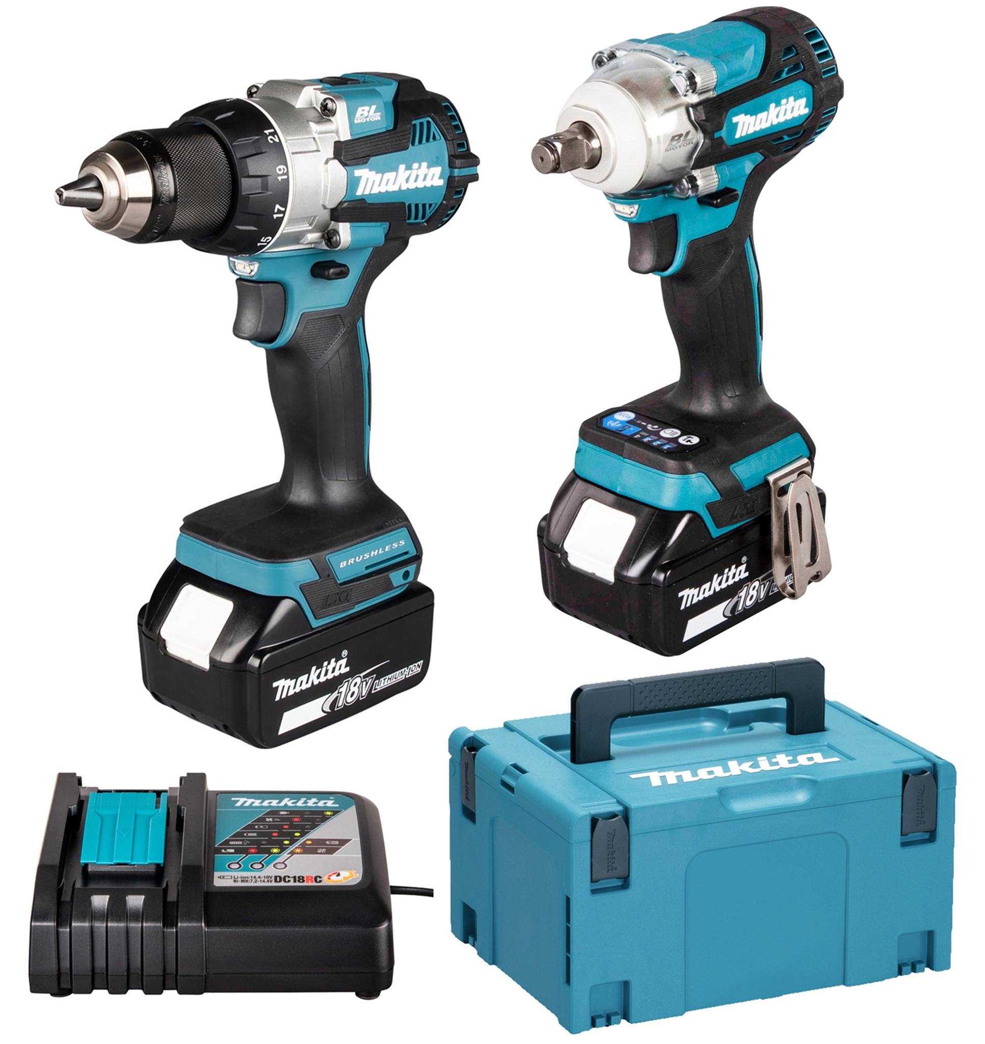 Makita DLX2533TJ Akku-Kombo-Kit LXT 18V - DDF489Z + DTW300Z + 2 Akkus + Ladegerät im MAKPAC