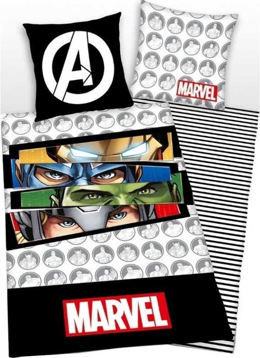 Marvel Avengers Dekbedovertrek met Kussensloop Wit, 140x200 cm