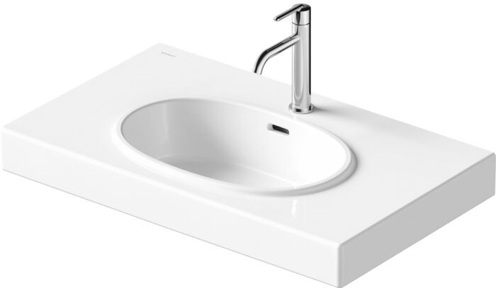 Duravit Balcoon Waschtisch 241280AA00 80 x 48 cm, weiß Hochglanz, mit Hahnloch, Überlauf, Hahnlochbank