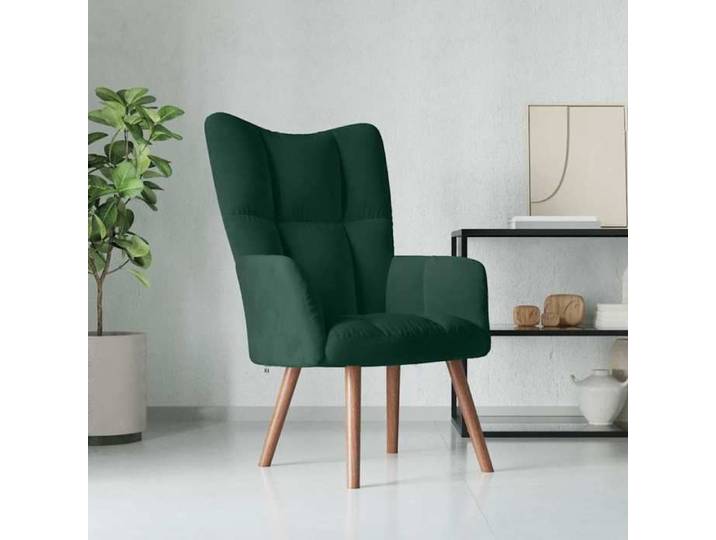 Vert Chaise de relaxation Vert foncé Velours - Fauteuil simple H16936
