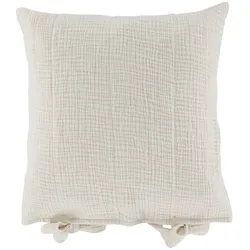 Chic Antique Baumwoll Kissenbezug mit Mustern, 45x45 cm, creme mit Bindeband