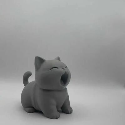 Uplifted Goods 3D Printed Creative Cat Ornament For Home And Desk Decor light Grey