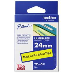 Etiketten Brother TZe TZe-C51 PET Bandfarbe: Signal-Gelb Schriftfarbe:Schwarz 24 mm 5 m TZEC51