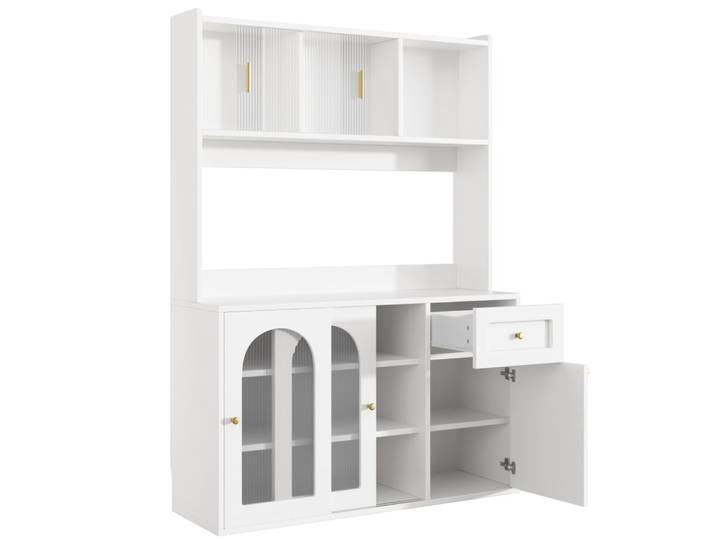 Buffet haut en mdf et pb avec led blanc 120x35x167 cm