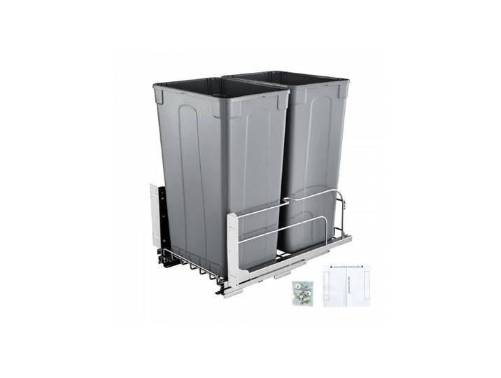 Poubelle Coulissante sous Évier et sous Plan 2x43 4 L Collecteur de Déchets avec Système Coulissant en Métal à Fermeture Douce