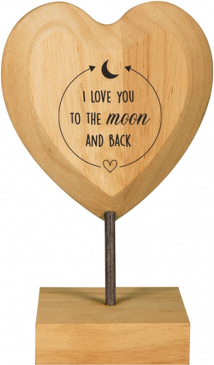 Houten hartjes I love you to the moon decoratie voor op tafel