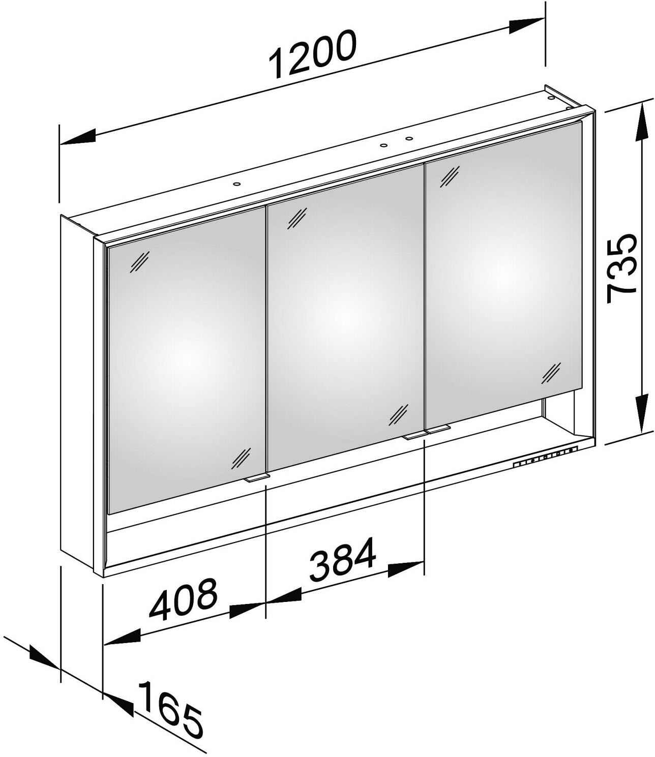 Keuco Royal Lumos Wandvorbau Spiegelschrank 120 x 73,5 cm, offene Ablage