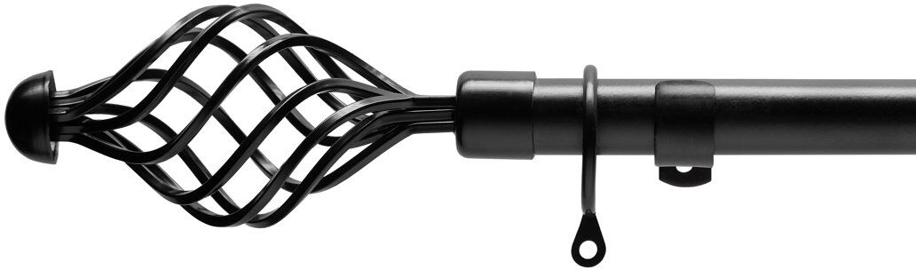 Ebern Designs Rheba Adjustable Curtain Pole Set Black 6cm H x 300cm W x 6cm D