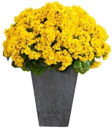 Nearly Natural 33-in UV Resistant Artificial Geranium Plant in Slate Ceramic Planter