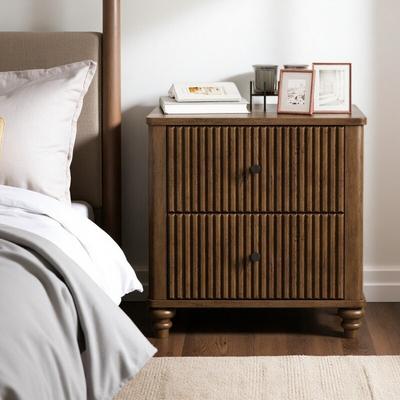 VIVIADORE "Fluted Wood Nightstand with 3 Drawers,21.65"" Wide Bedside Table,with Textured Panel Design"