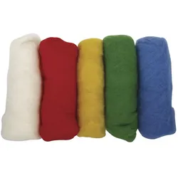 rayher REINE SCHURWOLLE VLIES 5X20G BUNT 5364300