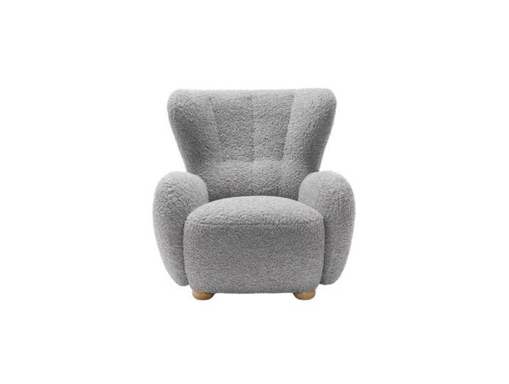 LILI - Fauteuil tissu bouclette - Gris clair