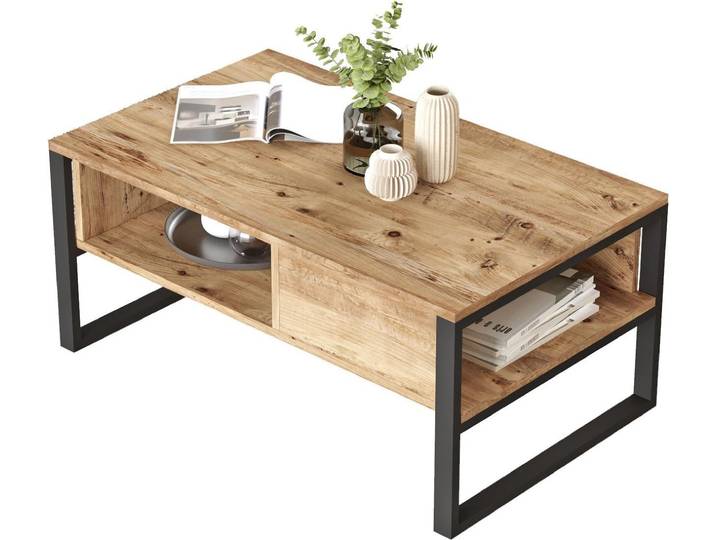 Holz-Couchtisch \ ML34\ – 100 x 59 x 44 cm – Atlantische Kiefer