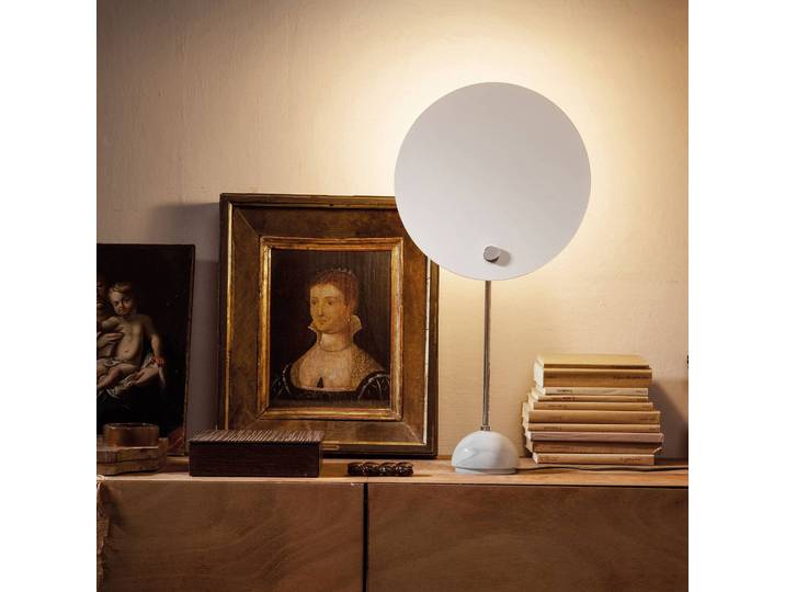 Nemo Designer Tischlampe Kuta, weiß / opal, für Wohn- / Esszimmer, Aluminium, Design, Tischlampe