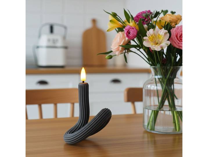 Flexible LED-Kerze mit Flackereffekt, anthrazit, Akkubetrieb