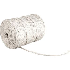 Rayher Bindfaden 4200502, Jutegarn, 6-fach, Stärke 6mm, weiß, Länge 120m