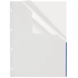 FolderSys Prospekthüllen A4 PP 4-fach gelocht mit Indexstreifen VE=50 Stück transparent/blau