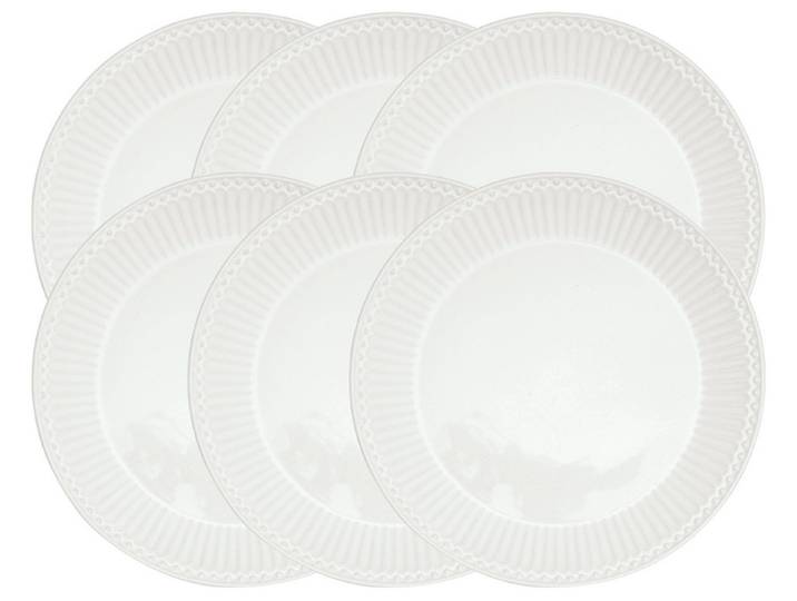 Greengate Teller-Set Alice Frühstücksteller white 23cm Set6, Steinzeug